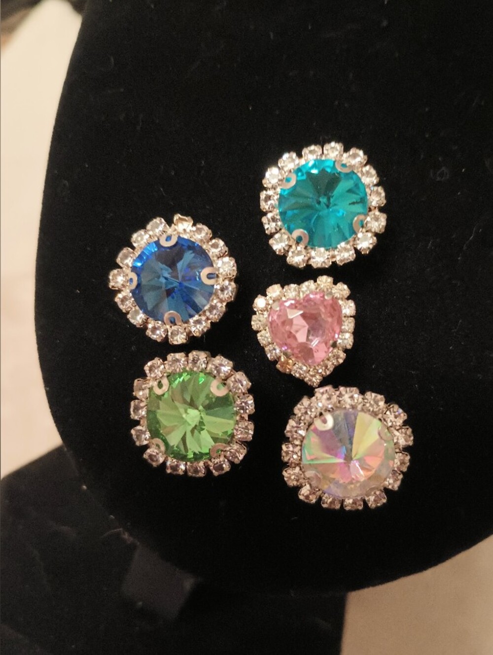 Shoe Charms Multicolor Rhinestone  Set - Blue, Teal, Green, Pink, Iridescent